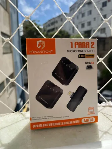 Microfone de Lapela Sem Fio Duplo H'Maston MK15 | conector Lightning para iPhone