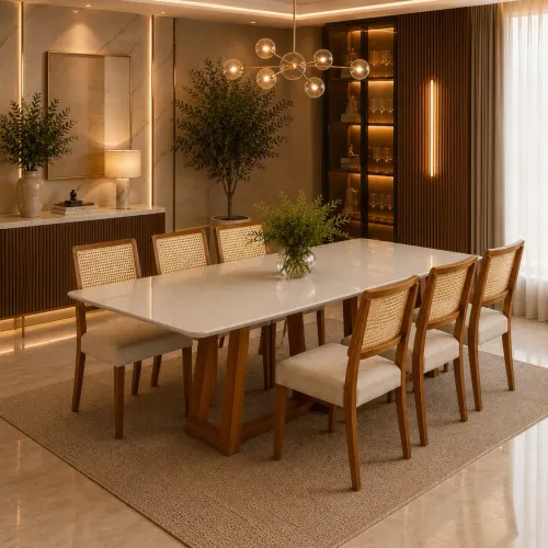 Mesa Jantar 160X80 + 6 Cadeiras em Madeira Julia ns9