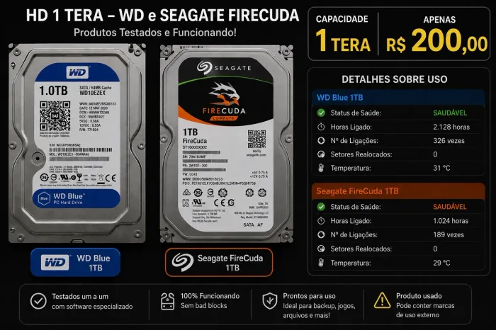 HDs excelente: WD e Seagete