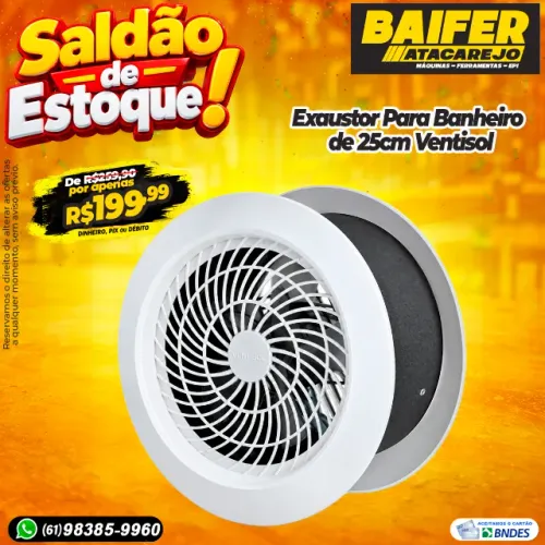 Exaustor Para Banheiro de 25cm Ventisol