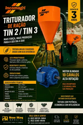 Triturador de milho + motor 10CV blindado de alta rotação