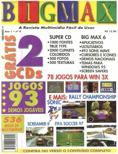 2 CD-ROM da Revista Bigmax Ano 1 Nº 4 - Editora Alfa - 1997/98