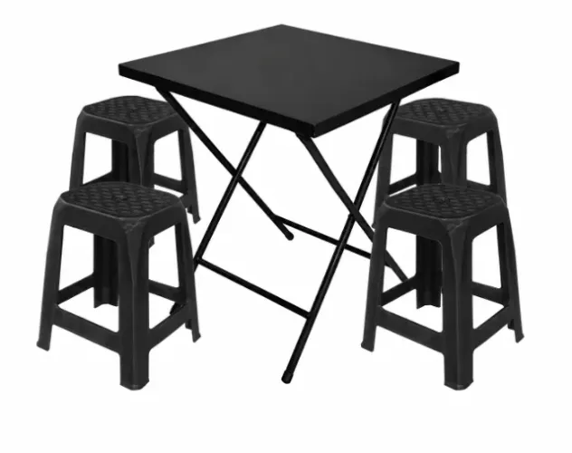 conjunto mesa e bancos preto