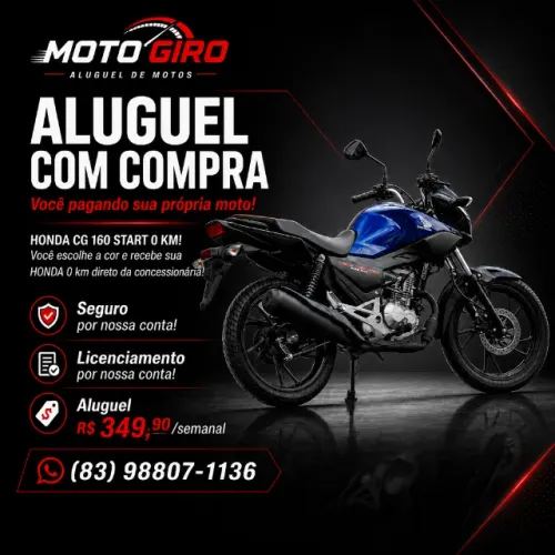 HONDA CG 160 START 0KM 2026! ALUGUEL COM COMPRA - R$ 349,90/SEMANA
