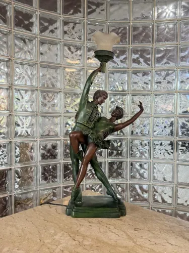 Abajur em estilo Art. Déco Casal Bailarinos 