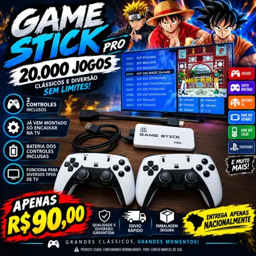 Game Stick Pro 20.000 Jogos + 2 Controles | Usado | R$ 90