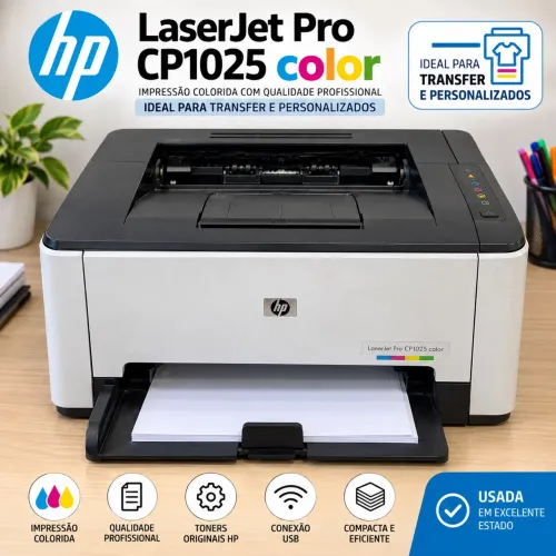 Impressora HP LaserJet Pro CP1025 Color para Transfer com Toners Originais HP - Usada