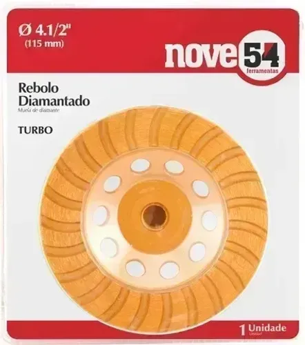 Rebolo diamantado, 115 mm, turbo, NOVE54