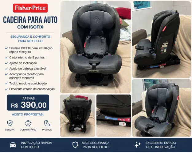 Cadeirinha Fisher Price ISOFIX - Excelente Estado