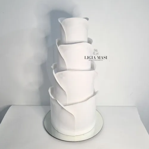 Bolo Fake Cenográfico Casamento Rosa Ruffle