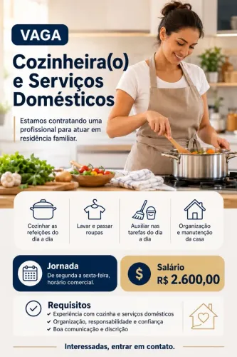 Cozinheira / Auxiliar de serviços domésticos