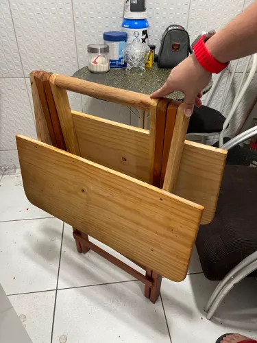 Mesa dobrável envernizada madeira
