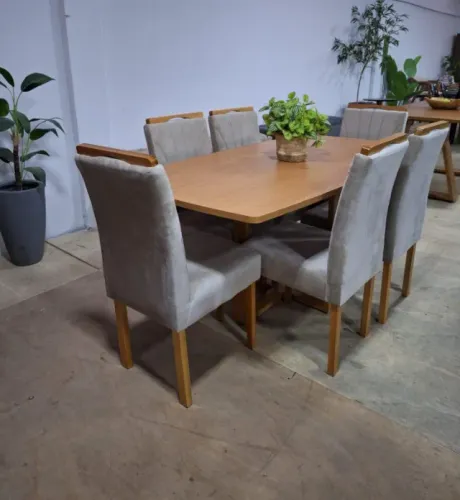 Mesa Pedro 1,70 X 0,90 madeira c/ 6 cadeiras