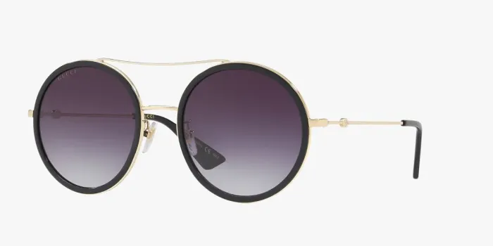 Gucci GG0061S Original Preto/Dourado | 2 Anos de Garantia