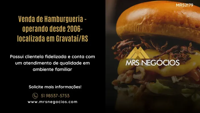 Venda de Hamburgueria - operando há 19 anos - localizada em Gravataí/RS