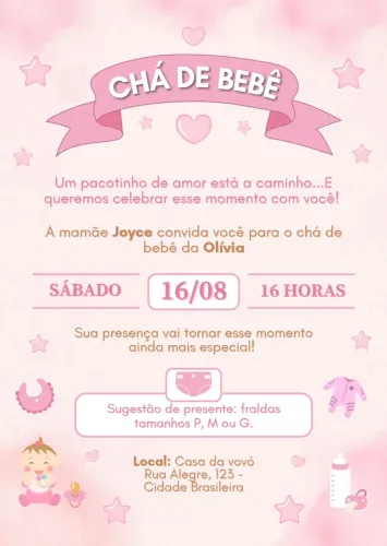 Convite personalizado chá de bebê