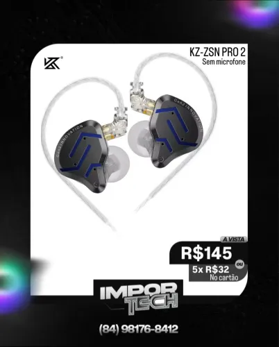Fone KZ ZSN PRO 2 (sem microfone). @importech_084