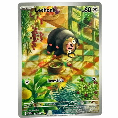 Carta Pokémon Lechonk 209/197 Ilustração Rara