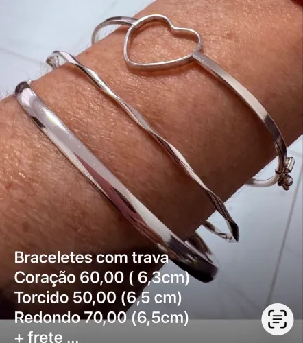 Braceletes com fecho trava prata 925