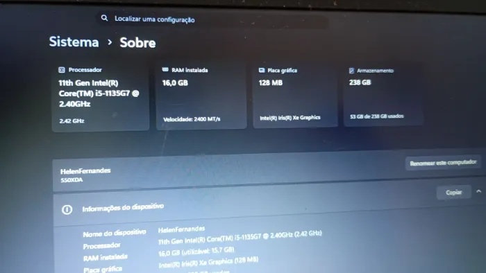 Notebook Samsung Core I5 11 geração 