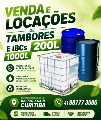 TAMBORES 200L METÁLICOS E IBCS 1000L VENDA E LOCAÇÕES PARA LAVAGENS PREDIAIS E EVENTOS