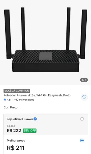 Roteador, Huawei Ax3s, Wi-fi 6+, Easymesh, Preto