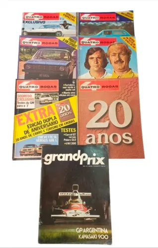 Lote 31 revistas antigas de auto, edições de 20 anos 4 Rodas e a rara nº 1 da Grand Prix.