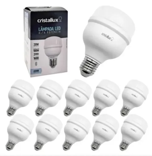 Kit 10 Lâmpadas Alta Potencia 20W 6500w Branco Frio