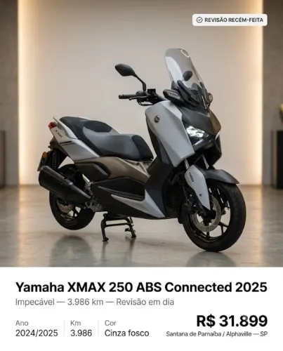 Yamaha XMAX 250 ABS Connected 2025 ? 3.986 km ? Impecável