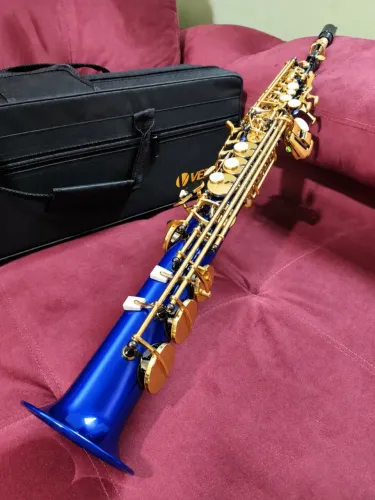 Sax Soprano Azul Novo 