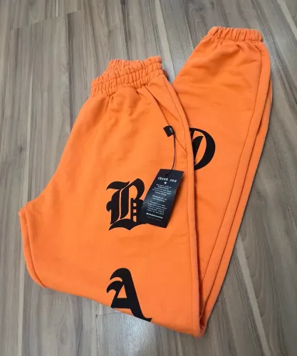 Calça Moletom Laranja Estilo Streetwear - Tam P grande