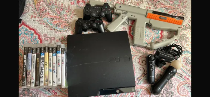 PlayStation 3 + Move Completo + Controle Original + Metralhadora + 10 jogos