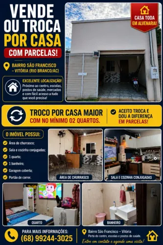 VENDO OU TROCO POR CASA MAIOR COM PARCELAS 