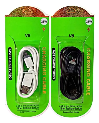 Kit 10 Cabo V8 Micro USB 1 metro