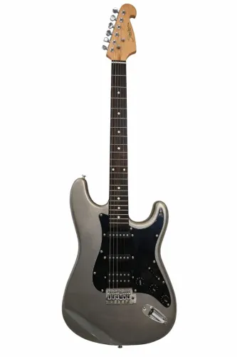 Guitarra Elétrica Shelter Standart Cinza e Preta com Assessórios