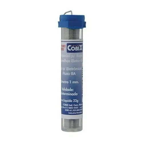Solda Estanho Tubinho 22GR 63x37 1MM Cobix (Entrego)
