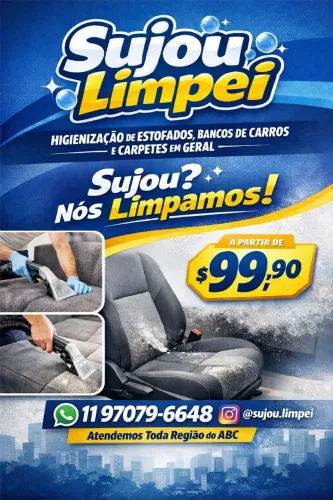 Limpeza e higienização de sofás, bancos,e tapetes