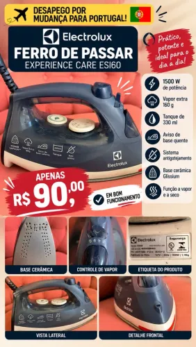 Ferro Electrolux ESI60 1500W a Vapor PowerVapour 127V