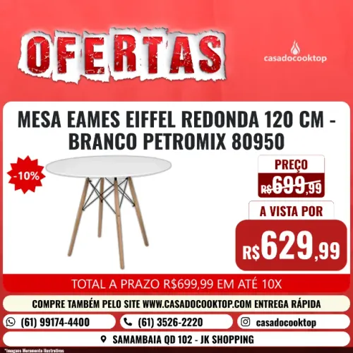 MESA EAMES EIFFEL REDONDA 120 CM - BRANCO PETROMIX 80950