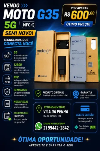 Motorola G35 128gb 5G NFC nota fiscal e garantia