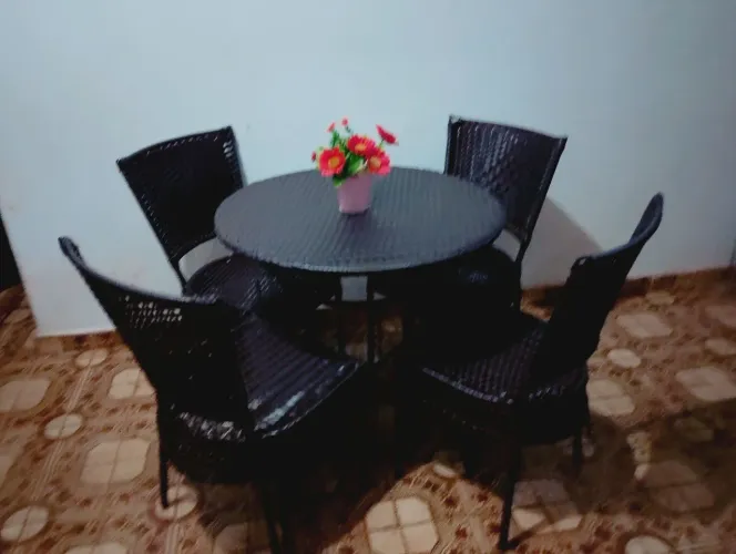 Jogo de mesa de vime sintético 