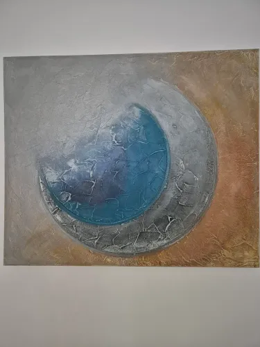 Quadro pintado à mão. E.Catini. 1,20 x 1m. Lindo para grandes paredes com bancada ou pura.