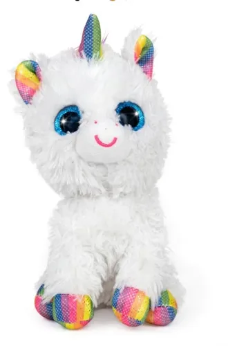 Pelúcia Unicórnio Branco Arco-íris Olhos Glitter