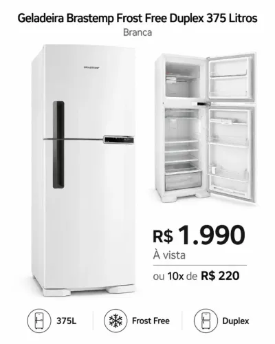 Geladeira Brastemp Frost Free Duplex 375L Branca