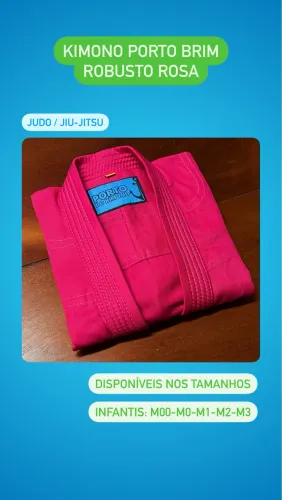 Kimono Porto Brim Robusto Rosa Infantil Judo (JUDOGUI) / jiu-Jitsu - M00-M0-M1-M2-M3-M4