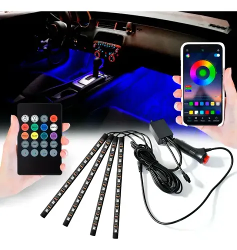 Fita Led para parte interna do carro Assoalho Piso Tuning Neon 12v Multi Cores. app