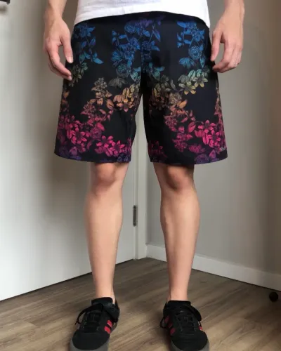 Short Praia REDLEY Preto Florido 38