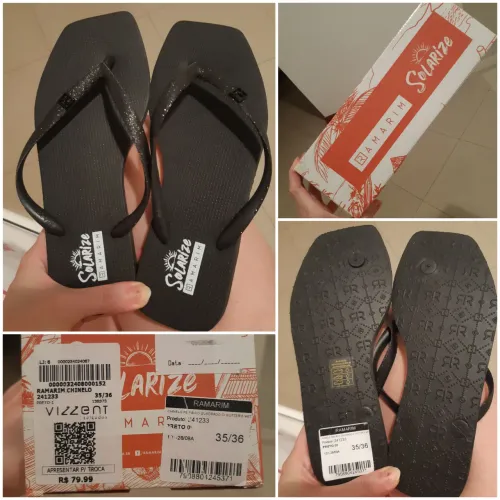 Chinelo Feminino Ramarim Solarize bico quadrado glitter novo
