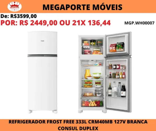 Geladeira Frost Free Duplex 333L 127V Branca Consul