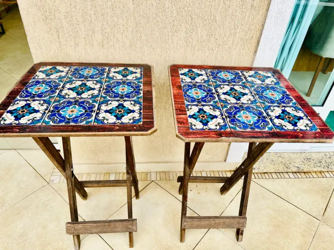 Oferta! Mesas madeira dobráveis azulejo português